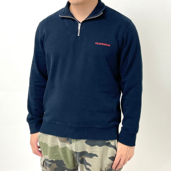 ドイツ消防 FEUERWEHR ネイビー ハーフジップ スウェットシャツ USED G36U=