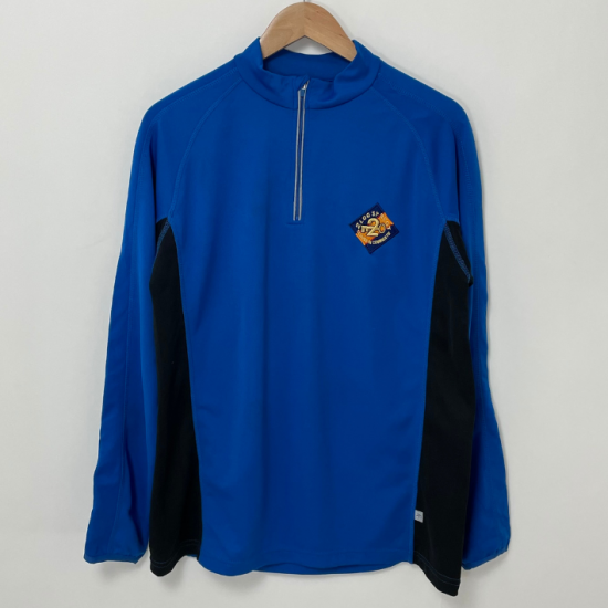 【1点物】イギリス軍 ブルー 2LOG SP REGT ハーフZIP フィジカルトレーニングシャツ Lサイズ USED UK234=