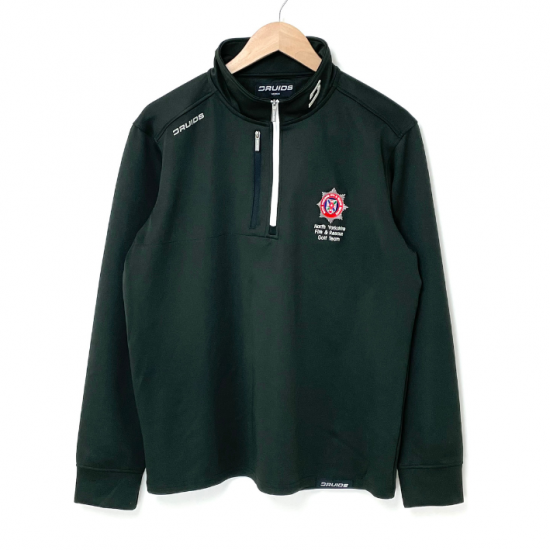 【1点物】イギリス・ノースヨークシャー消防 Fire & Rescue ブラック ゴルフチーム ハーフZIPシャツ Mサイズ 新品 UK239=