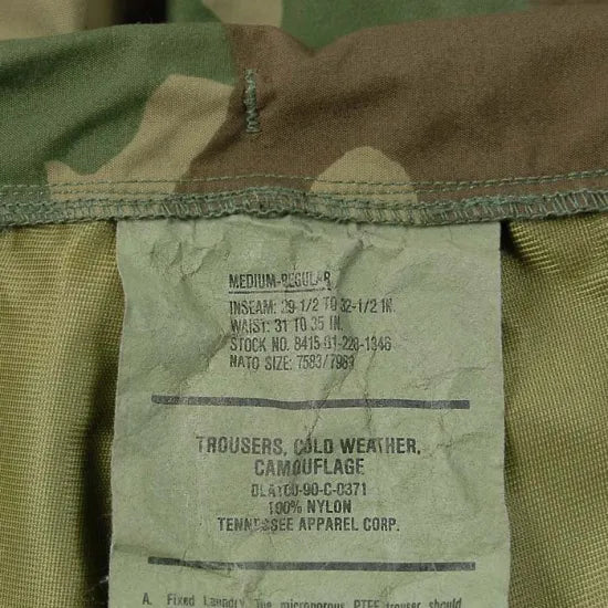 アメリカ軍 ウッドランドカモ GORE-TEX/ゴアテックス ECWCS Gen1 オーバーパンツ USED =