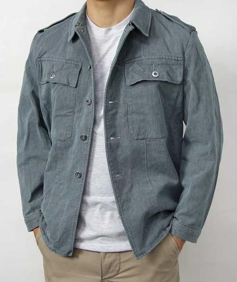 スイス軍 前期型 デニム ワークジャケット メタルボタン 上質USED E51CVN3