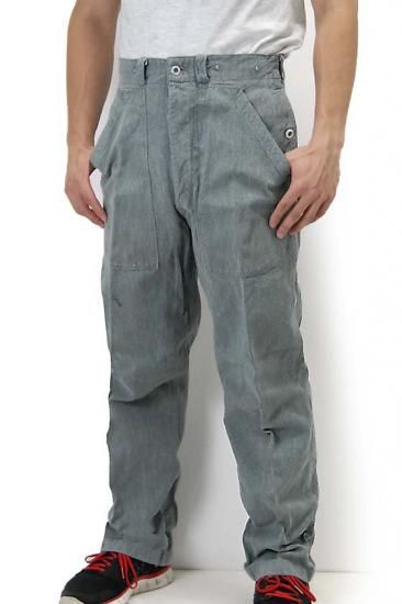 ビッグ特価、スイス軍 前期型 デニム ワークパンツ メタルボタン USED 786VU