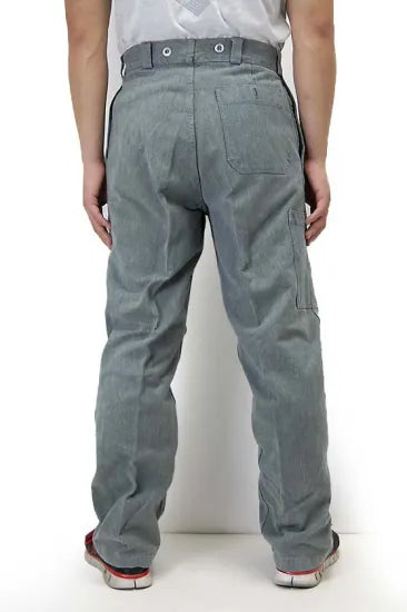 ビッグ特価、スイス軍 前期型 デニム ワークパンツ メタルボタン USED 786VU