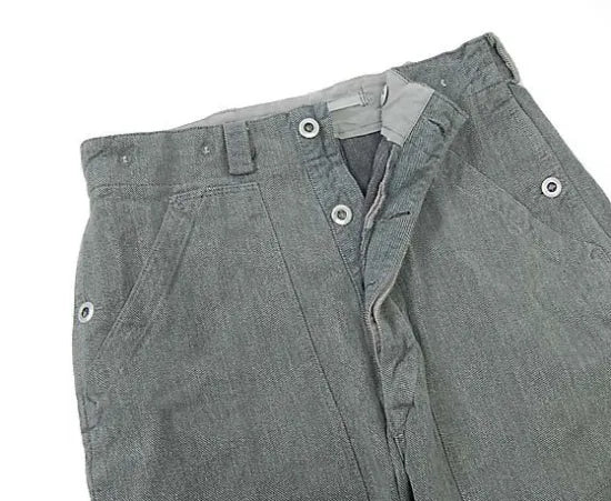 ビッグ特価、スイス軍 前期型 デニム ワークパンツ メタルボタン USED 786VU