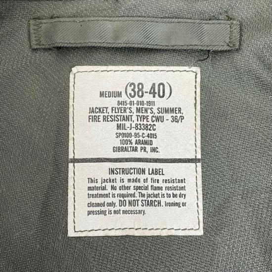 アメリカ軍 CWU-36/P フライトジャケット 上質USED A21N3