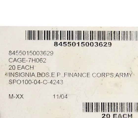 アメリカ陸軍 U.S.ARMY ファイナンス 勲章ピンバッジ 新品 18NH-