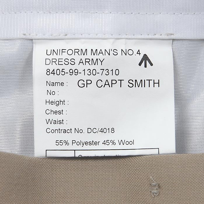 イギリス軍 BA No.4 & RAF No.6 ベージュ トロピカル オフィサーパンツ ベルトループなし ニアニュー 211NB2=