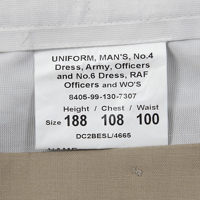 イギリス軍 BA No.4 & RAF No.6 ベージュ トロピカル オフィサーパンツ ベルトループなし ニアニュー 211NB2=