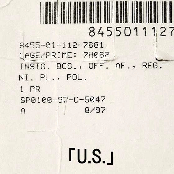 アメリカ空軍 USAF シルバー 襟章 ピンバッジ 新品 24N-