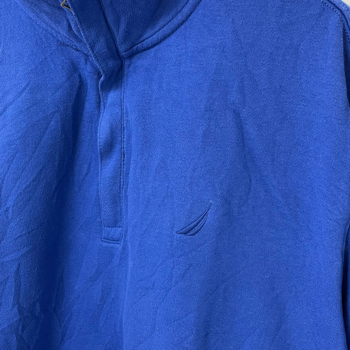 NAUTICA/ノーティカ ブルー ハーフジップ プルオーバースウェットシャツ Lサイズ【FB-SS-0011B】