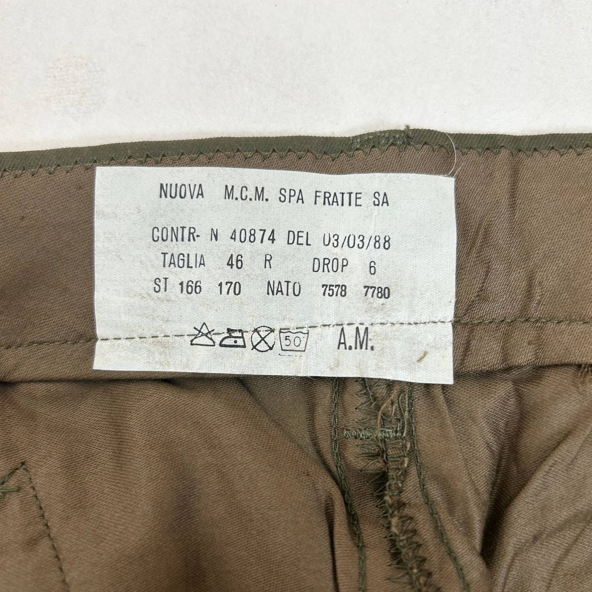 【新品】イタリア軍 オリーブ コンバットパンツ【FB-PT-ML0005S=】