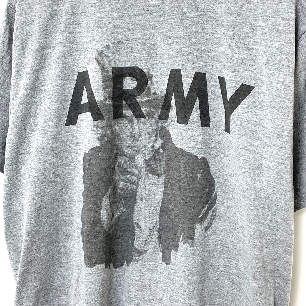 【リメイク】アメリカ軍 U.S.ARMY グレー 前期型 IPFU 半袖Tシャツ "Uncle Sam/アンクル・サム"【FB-TS-ML0007B-】