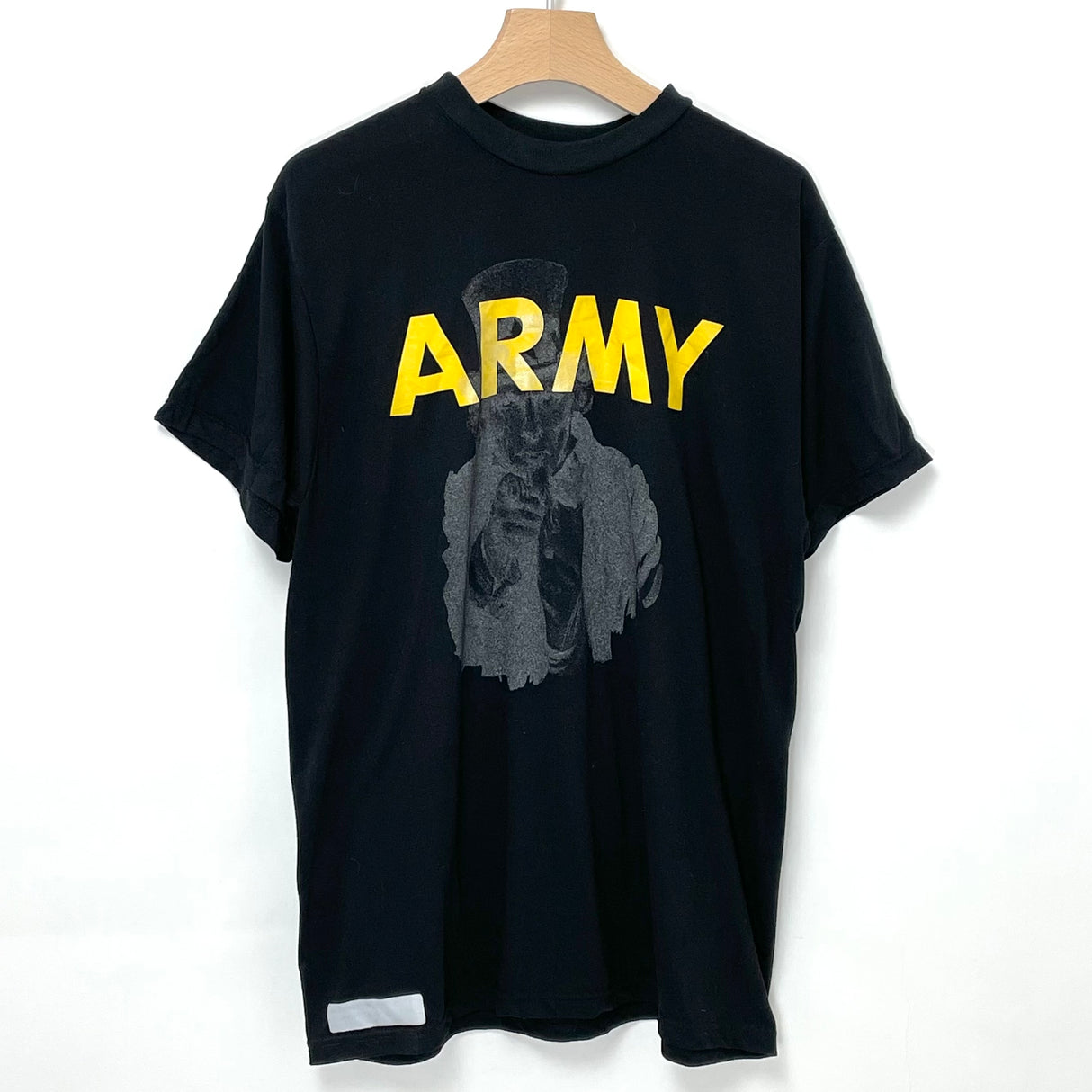 【リメイク】アメリカ軍 U.S.ARMY ブラック 後期型 APFU 半袖Tシャツ "Uncle Sam/アンクル・サム"【FB-TS-ML0008B-】