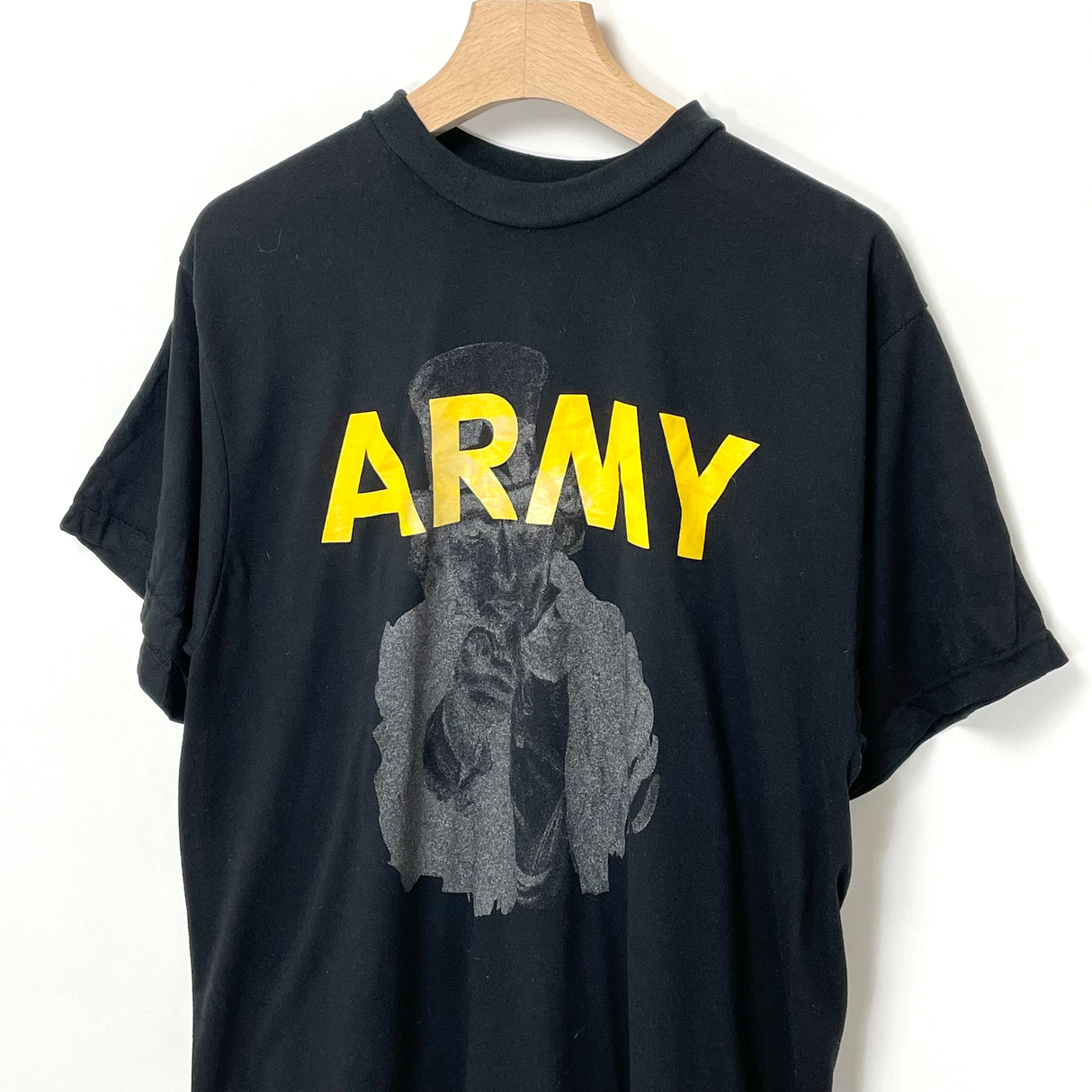 【リメイク】アメリカ軍 U.S.ARMY ブラック 後期型 APFU 半袖Tシャツ "Uncle Sam/アンクル・サム"【FB-TS-ML0008B-】