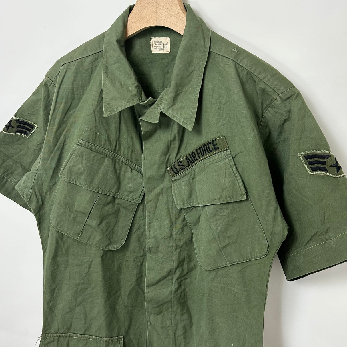 68年製 アメリカ軍 OG-107 リップストップ ジャングルファティーグジャケット 半袖 4thモデル M/Lサイズ【FB-JK-ML0003B=】