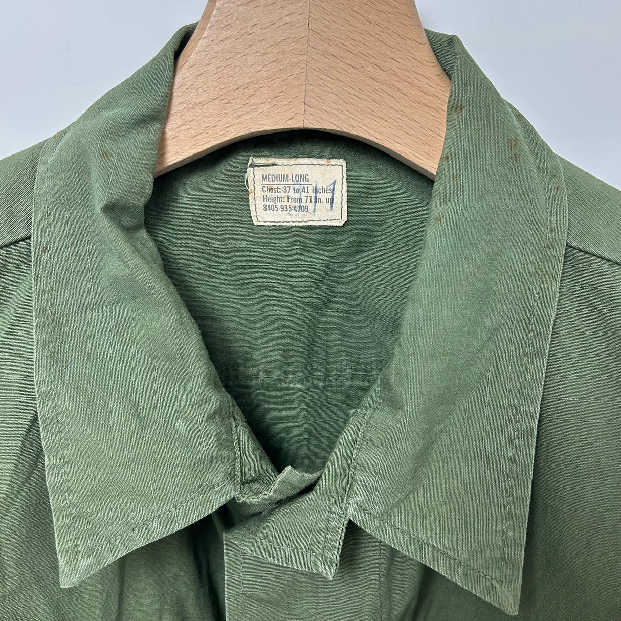 68年製 アメリカ軍 OG-107 リップストップ ジャングルファティーグジャケット 半袖 4thモデル M/Lサイズ【FB-JK-ML0003B=】