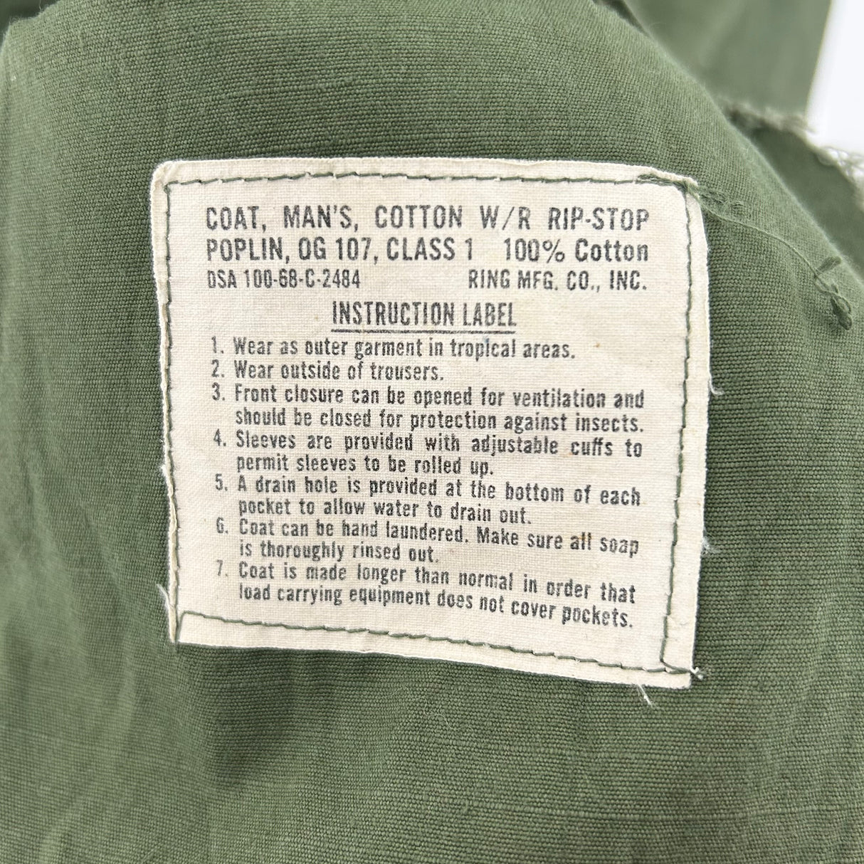 68年製 アメリカ軍 OG-107 リップストップ ジャングルファティーグジャケット 半袖 4thモデル M/Lサイズ【FB-JK-ML0003B=】