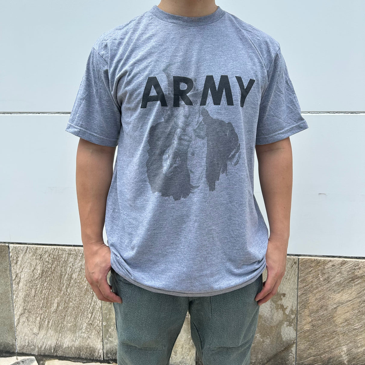 【リメイク】アメリカ軍 U.S.ARMY グレー 前期型 IPFU 半袖Tシャツ "Uncle Sam/アンクル・サム"【FB-TS-ML0007B-】