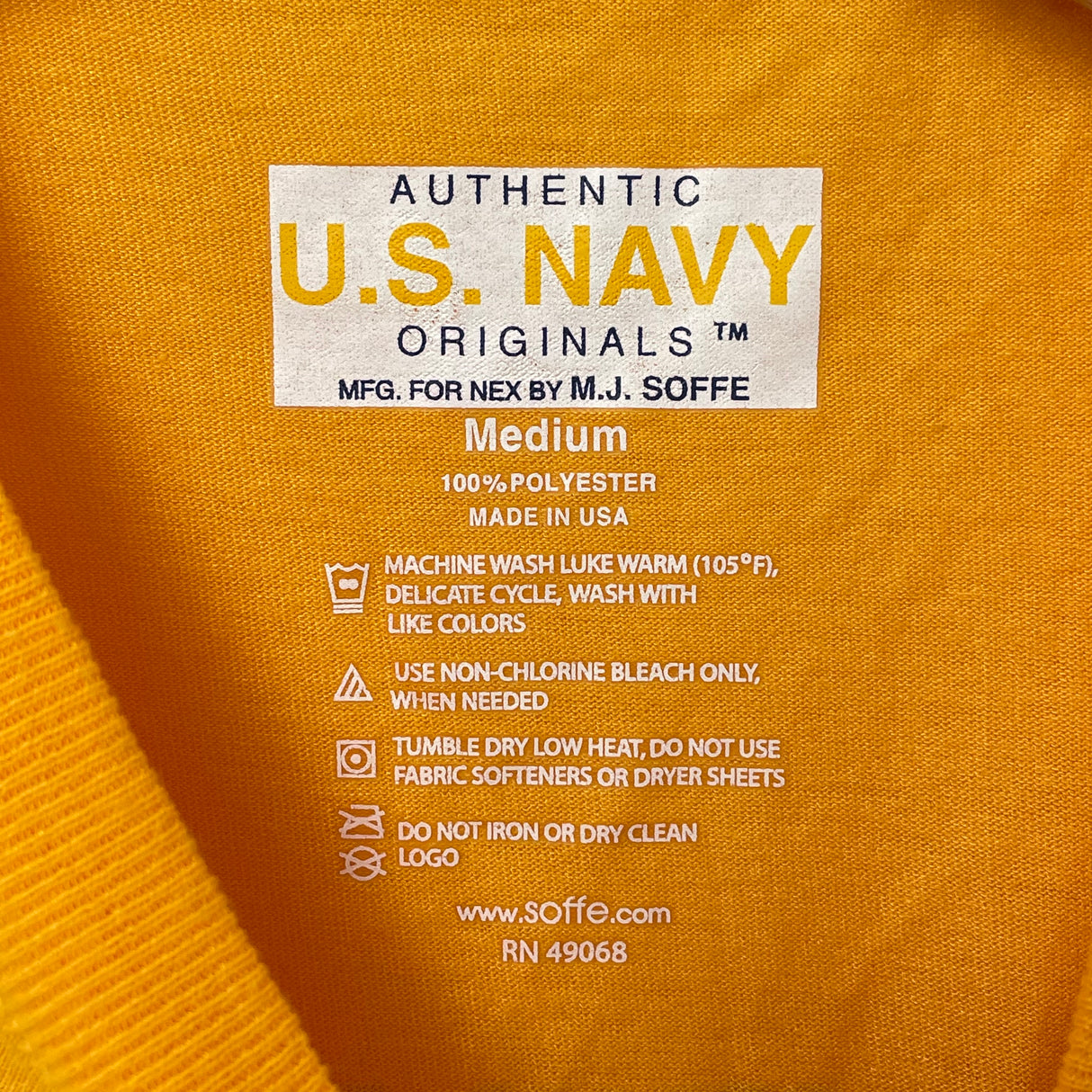 アメリカ海軍 U.S.NAVY イエロー フィジカルトレーニング 半袖Tシャツ【FB-TS-ML0005B-】