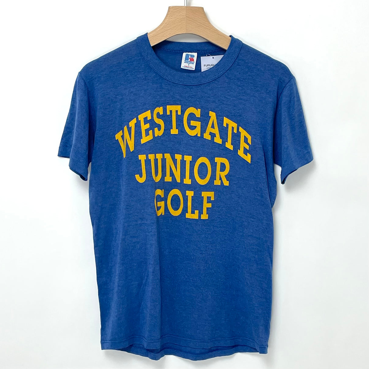 1990s RUSSELL/ラッセル ブルー WESTGATE JUNIOR GOLF ヴィンテージTシャツ "MADE IN USA" Sサイズ【FB-TS-0008B-】