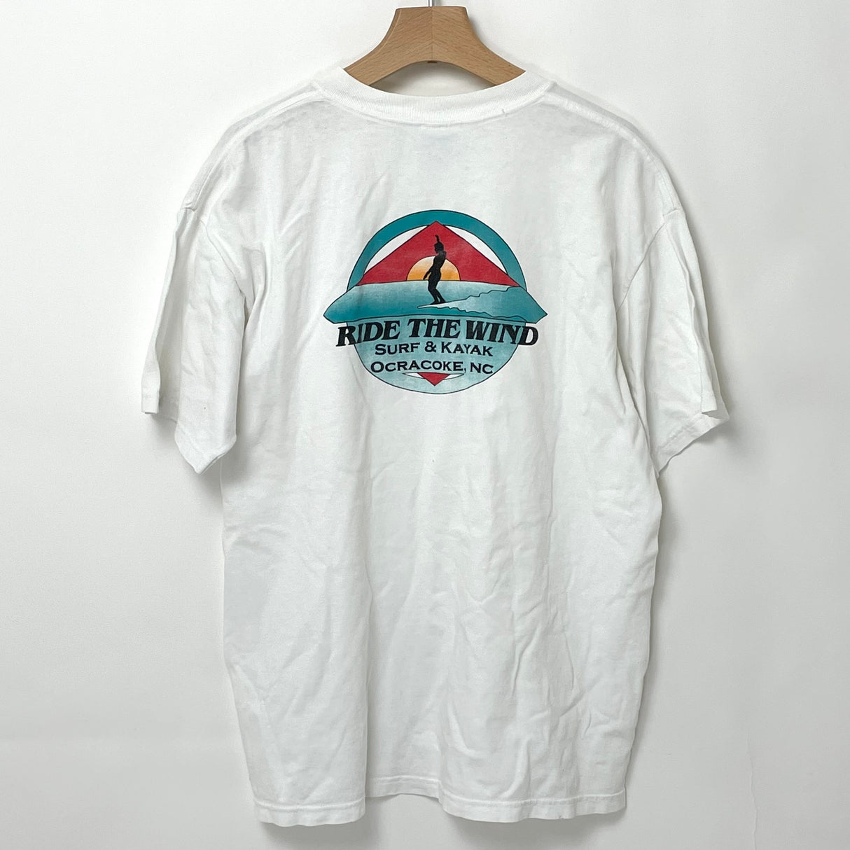 1990-2000s GILDAN/ギルダン RIDE THE WIND ホワイト ヴィンテージ プリントTシャツ Lサイズ【FB-TS-0011B-】