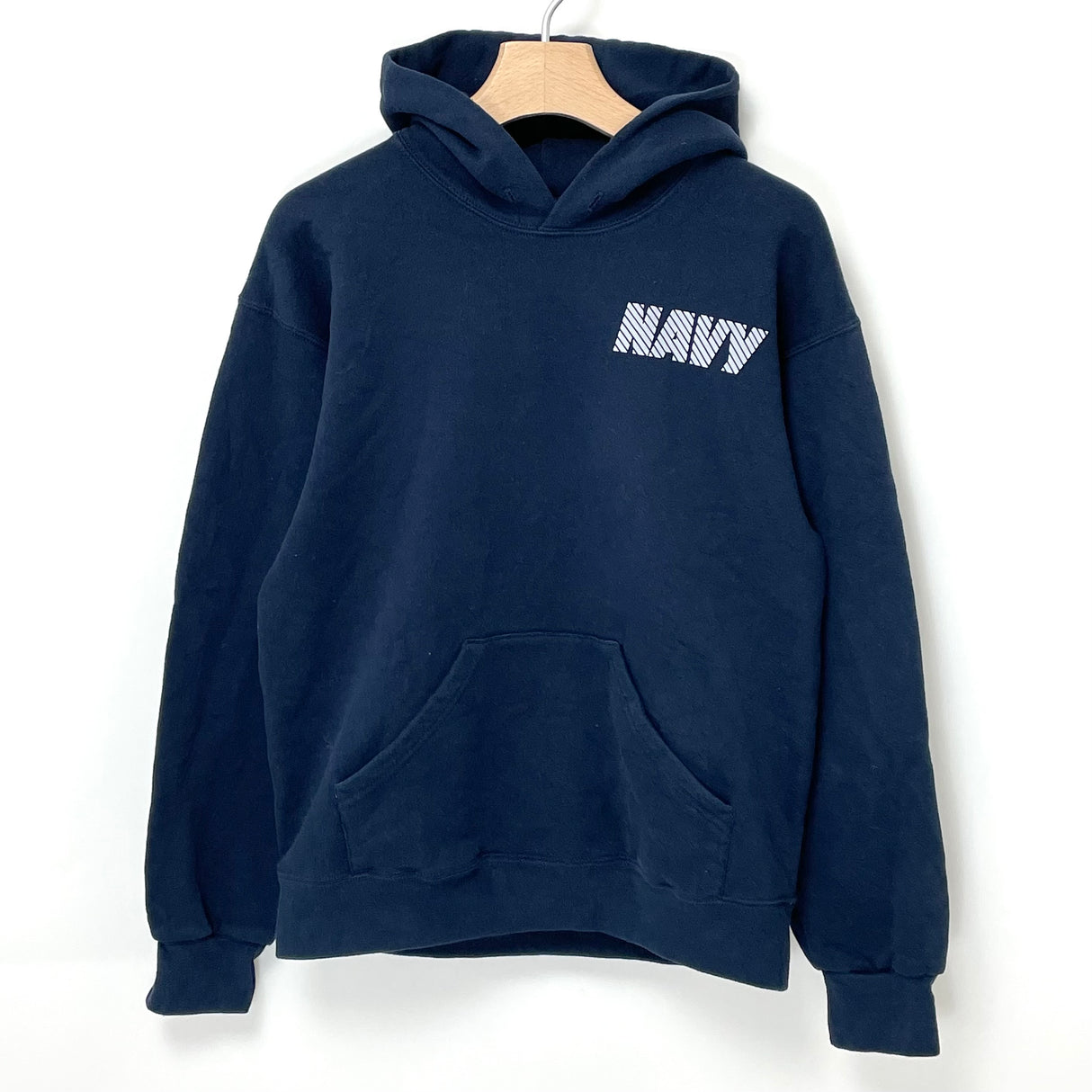 【美品】アメリカ海軍 U.S.NAVY ネイビー フードスウェットシャツ シルバーレター【FB-SS-0025A=】