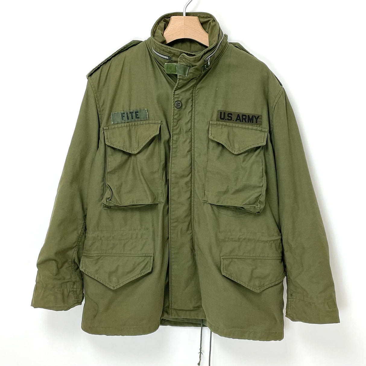 【2nd モデル】アメリカ軍 OD M-65 フィールドジャケット ワッペン付 USED A5UVBW