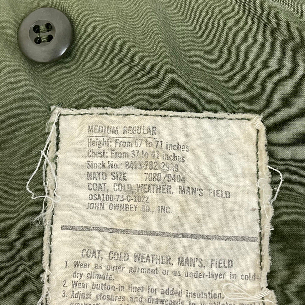 【3rd&4th モデル】アメリカ軍 OD M-65 フィールドジャケット USED A5U