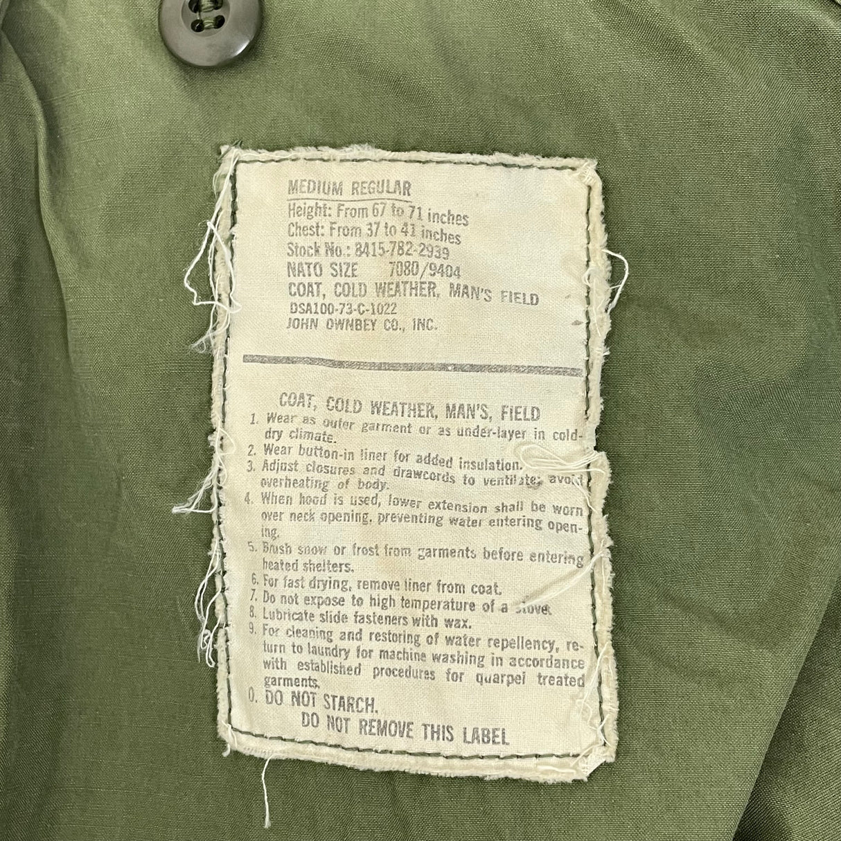 【3rd&4th モデル】アメリカ軍 OD M-65 フィールドジャケット USED A5U