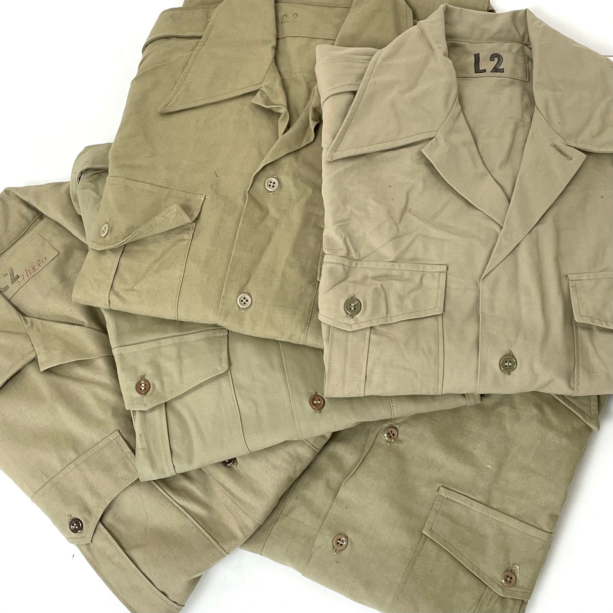 【美品】フランス軍 カーキ ヴィンテージ M-47 チノシャツ【FB-SH-ML0003A-】