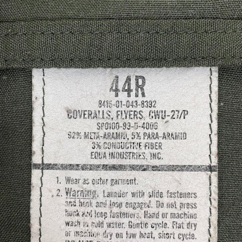 【美品】90s アメリカ軍 セージグリーン CWU-27/P フライトカバーオール サイズ表記44R【FB-CO-ML0003A】