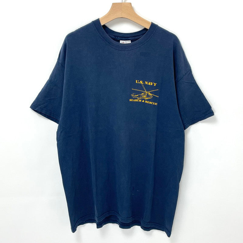 U.S.NAVY SEARCH & RESCURE ネイビー Hanes/ヘインズ ミリタリーTシャツ XLサイズ【FB-TS-0019B-】