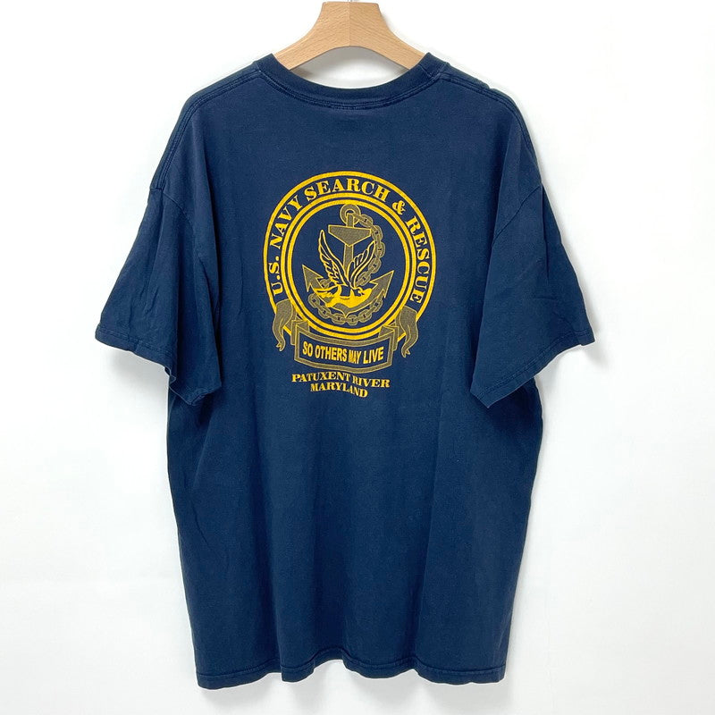 U.S.NAVY SEARCH & RESCURE ネイビー Hanes/ヘインズ ミリタリーTシャツ XLサイズ【FB-TS-0019B-】