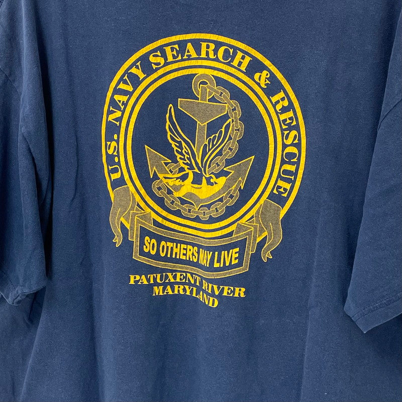 U.S.NAVY SEARCH & RESCURE ネイビー Hanes/ヘインズ ミリタリーTシャツ XLサイズ【FB-TS-0019B-】