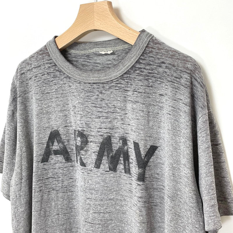 【激レア】80-90s アメリカ陸軍 U.S.ARMY グレー シングルステッチ ヴィンテージ PFU ダメージTシャツ Lサイズ【FB-TS-0037C-】