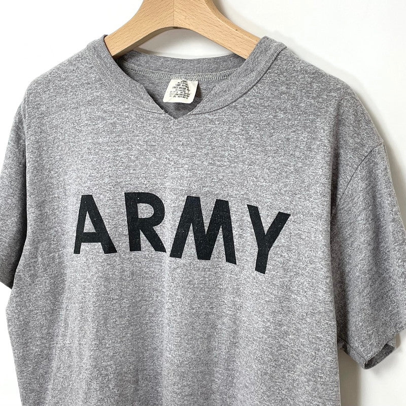 【リメイク】80s アメリカ陸軍 U.S.ARMY グレー ヴィンテージ PFU VネックTシャツ Mサイズ【FB-TS-0039B-】