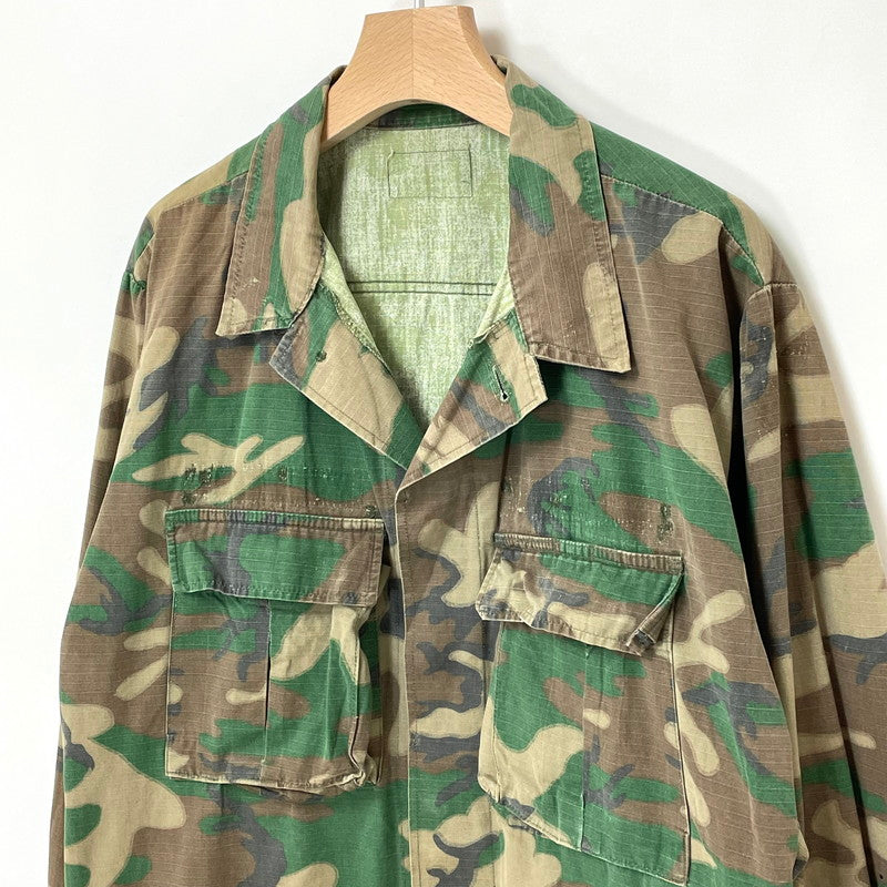 70s アメリカ軍 LC-1 リーフカモ RDF迷彩 リップストップ BDUジャケット L-Lサイズ【FB-JK-0038C=】