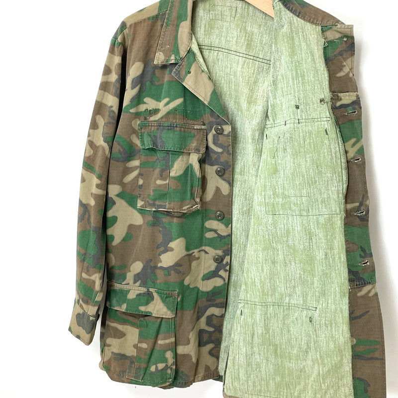 70s アメリカ軍 LC-1 リーフカモ RDF迷彩 リップストップ BDUジャケット L-Lサイズ【FB-JK-0038C=】