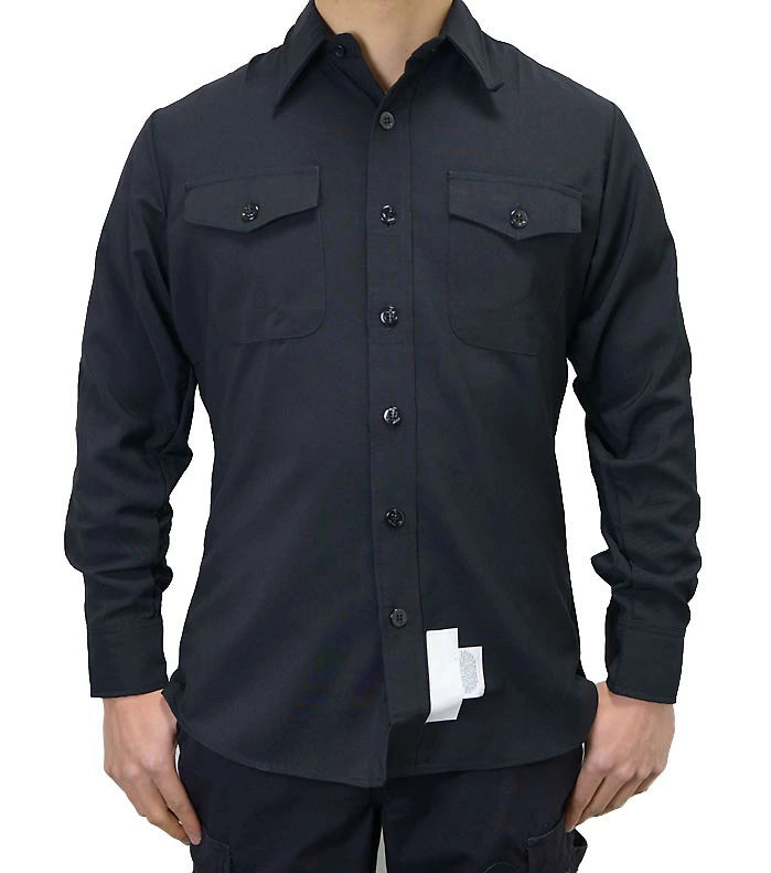アメリカ海軍 U.S.NAVY ブラック 長袖ドレスシャツ 新品 A15N=