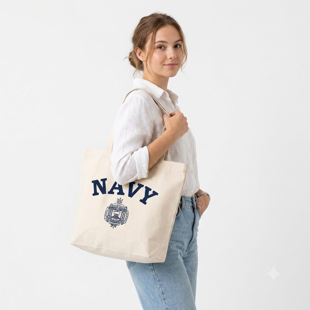 (7/15まで特価)US N.A. ネービーアカデミー. ベージュ, トートバッグ 新品 A6N-BGE-