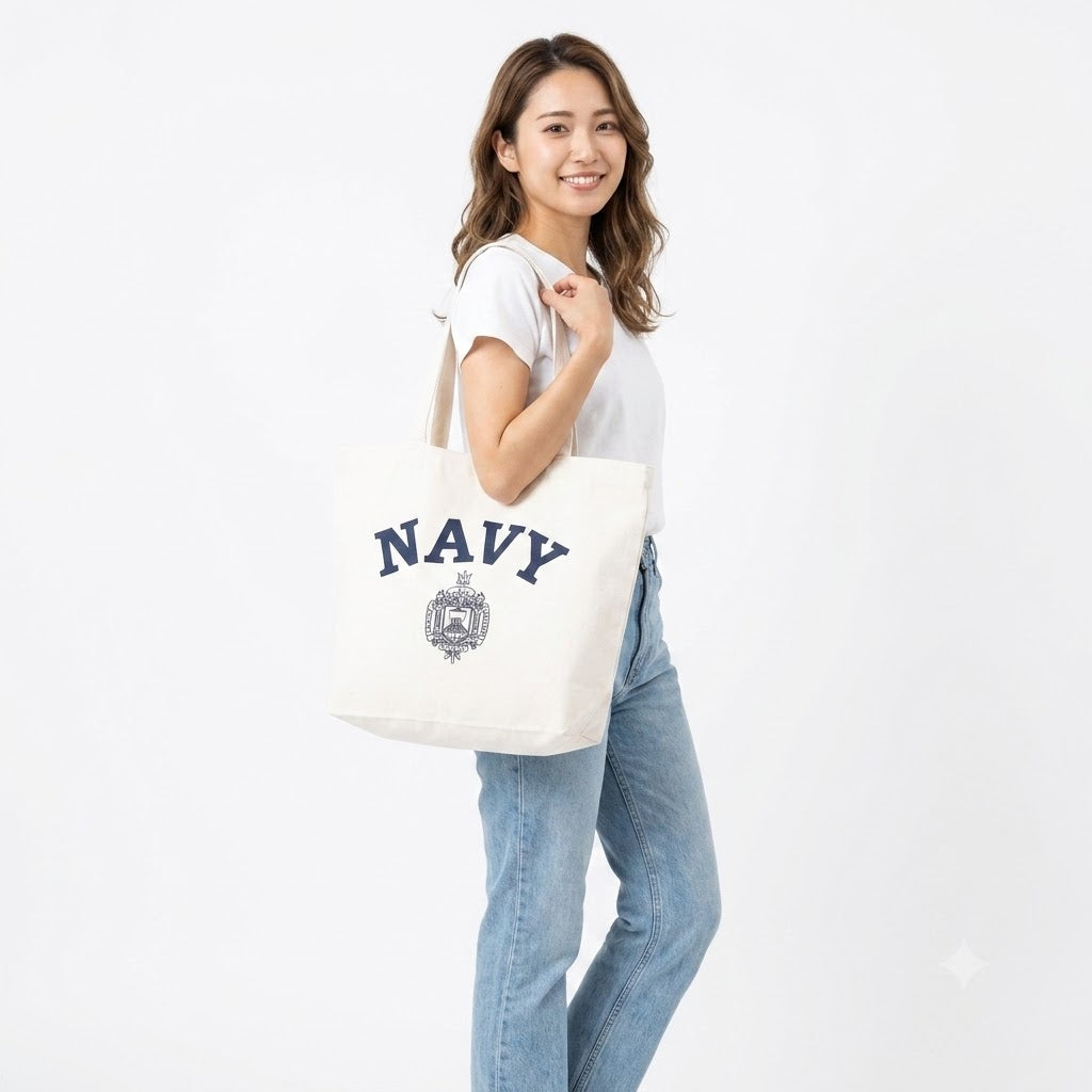 US N.A. ネービーアカデミー. ホワイト, トートバッグ 新品 A6N-WHT-