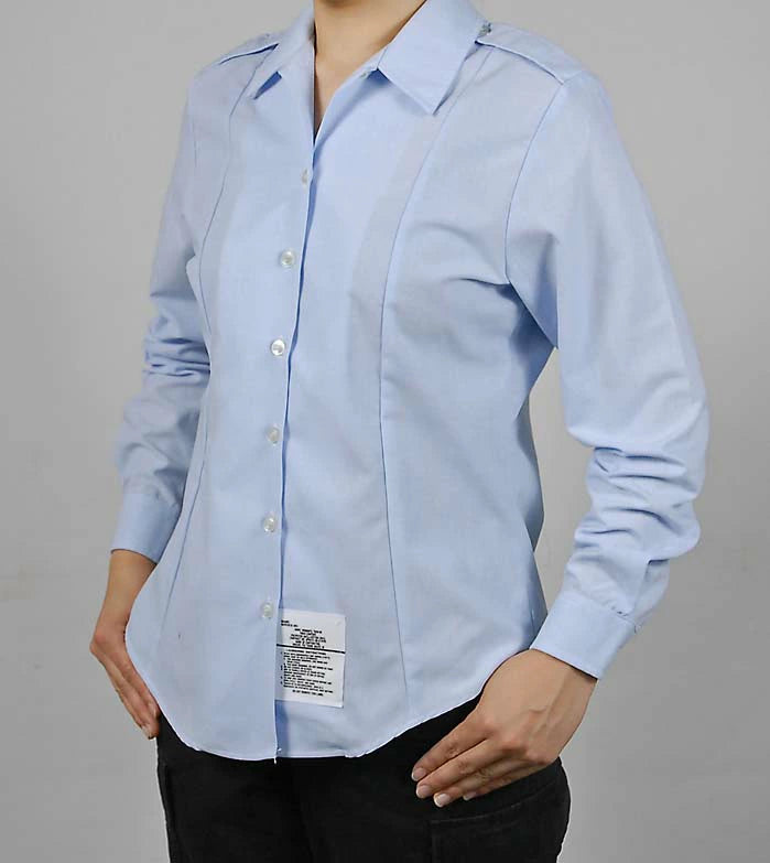 【レディース特価】アメリカ空軍 USAF ライトブルー レディース タックイン ドレスシャツ ニアニュー AF-LS-LN2-