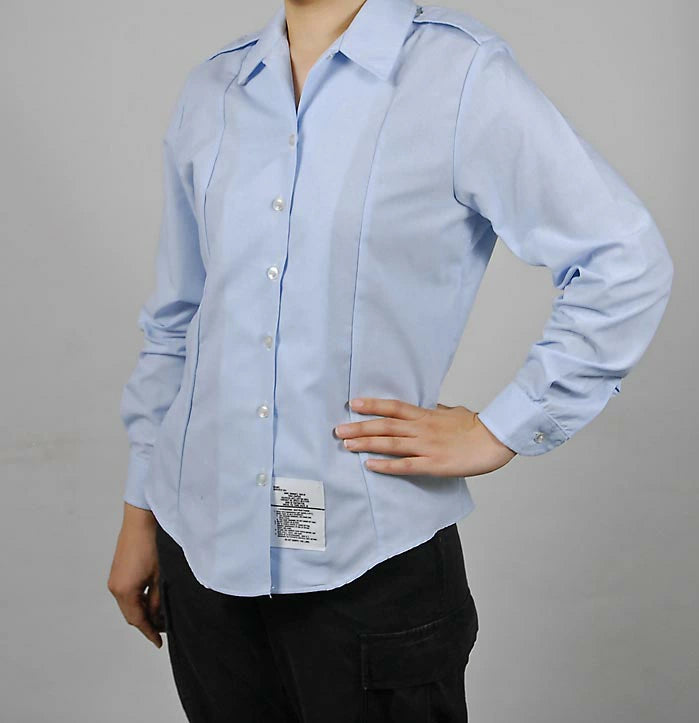 【レディース特価】アメリカ空軍 USAF ライトブルー レディース タックイン ドレスシャツ ニアニュー AF-LS-LN2-