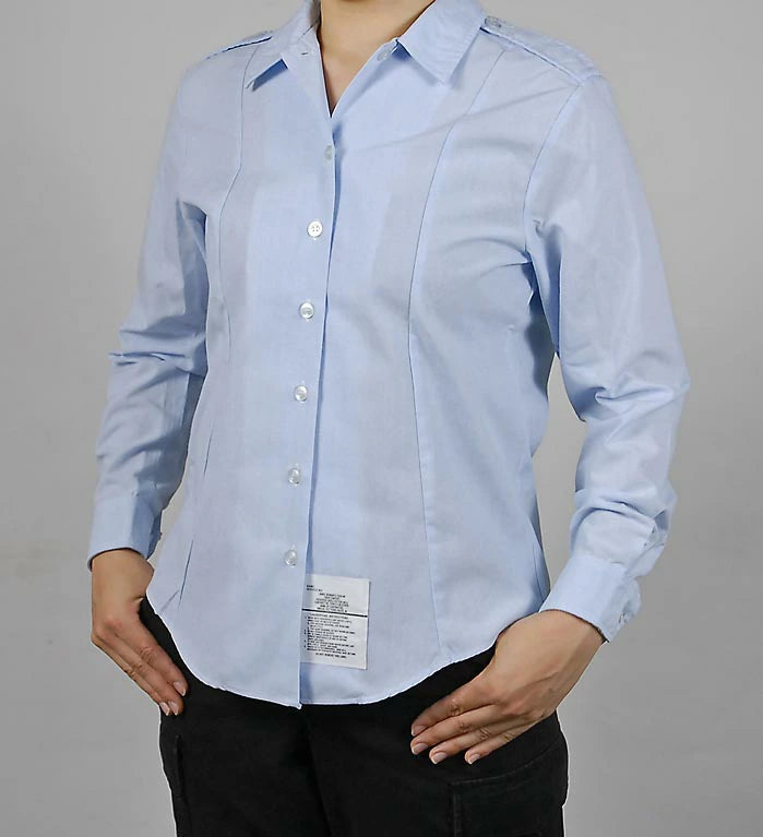 【レディース特価】アメリカ空軍 USAF ライトブルー レディース タックイン ドレスシャツ USED AF-LS-LU-