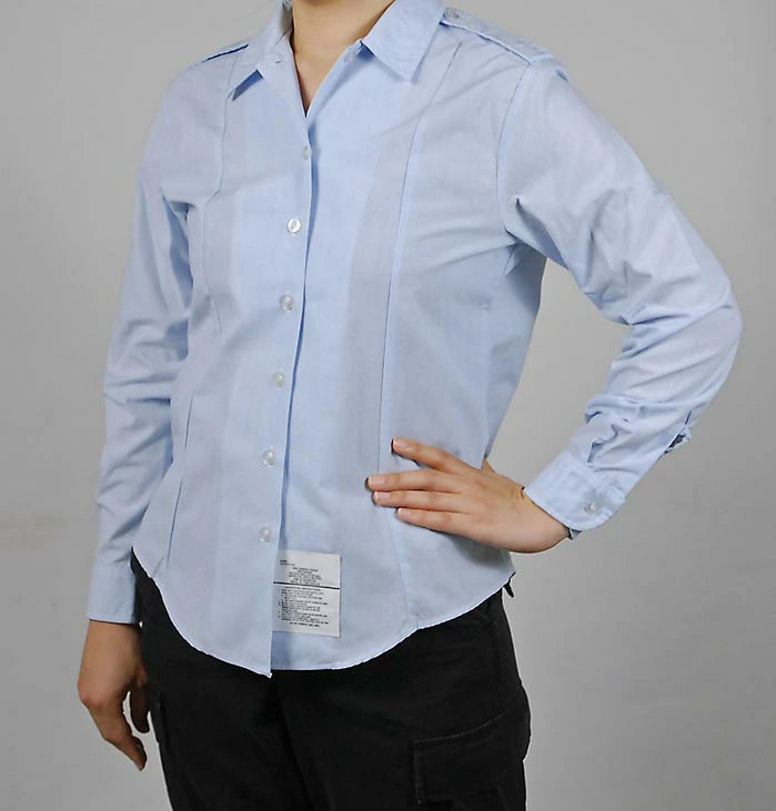 【レディース特価】アメリカ空軍 USAF ライトブルー レディース タックイン ドレスシャツ USED AF-LS-LU-