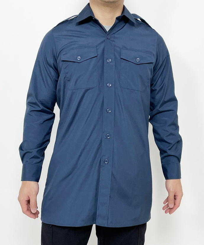 イギリス空軍 RAF ミッドブルー ドレスシャツ USED B16U-