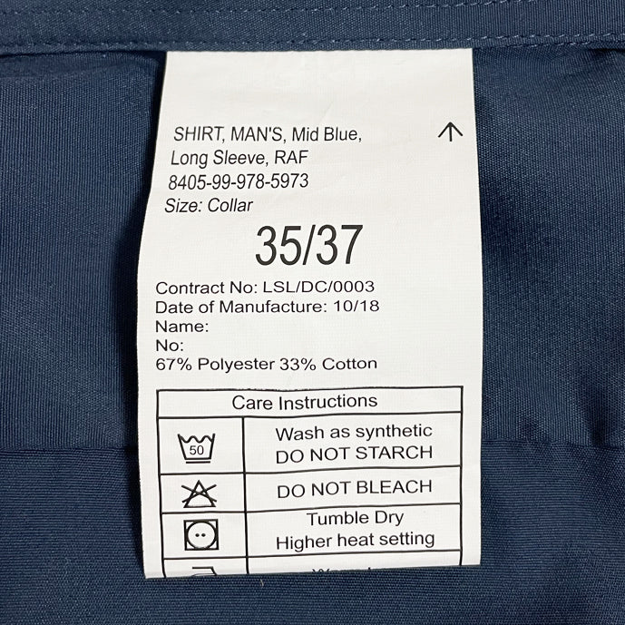 【レディース特価】イギリス空軍 RAF ミッドブルー レディース ドレスシャツ 上質USED B16N3-LDY-