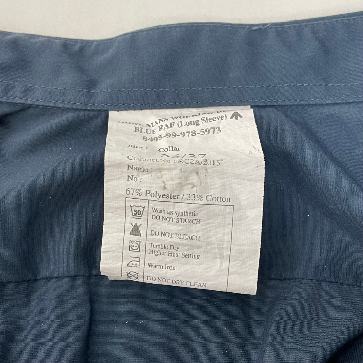 イギリス空軍 RAF ミッドブルー ドレスシャツ 上質USED B16N3-