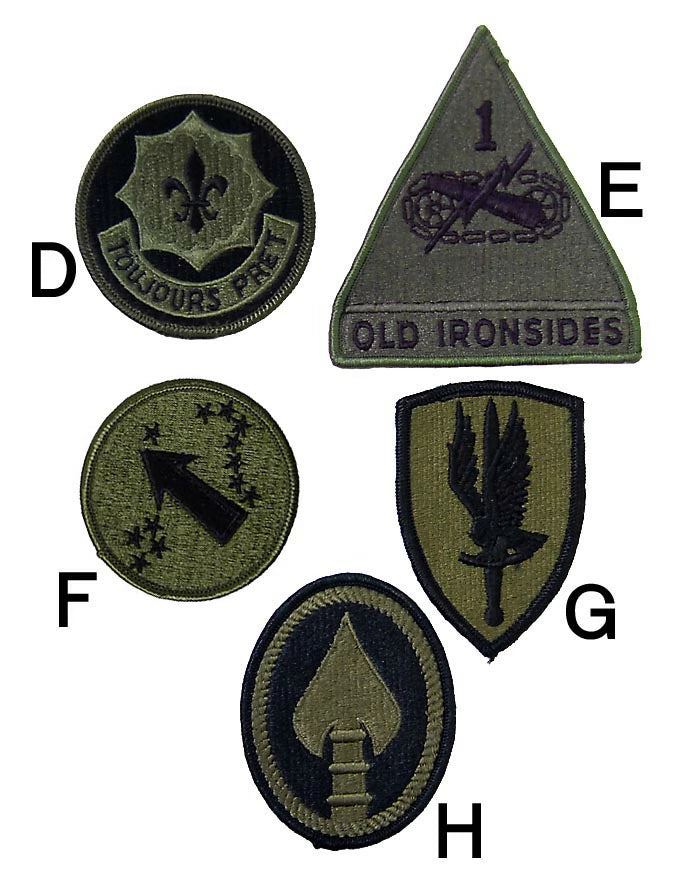 アメリカ軍 ミリタリー OD 部隊章ワッペン 新品 BRANCH-GN1A-