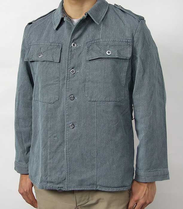 スイス軍 前期型 デニム ワークジャケット メタルボタン 上質USED E51CVN3